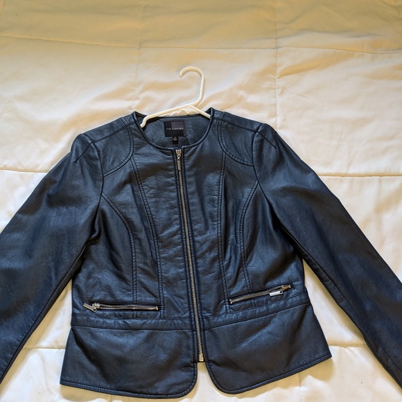 Limited Navy Leather Jacket - Picture 1 of 2